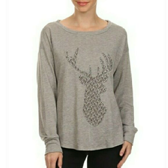Herringbone deer grey sweatshirt - Picture 1 of 1
